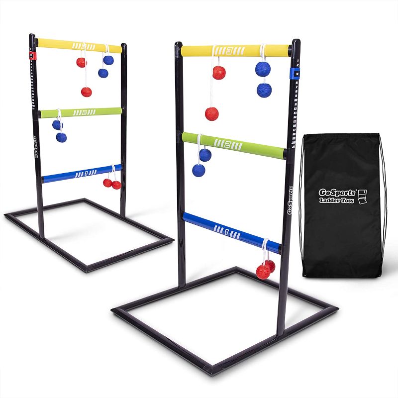 Photo 1 of *** PARTS ONLY ***
GoSports Pro Grade Ladder Toss Indoor/Outdoor Game Set with 6 Soft Rubber Bolo Balls, Travel Carrying Case
