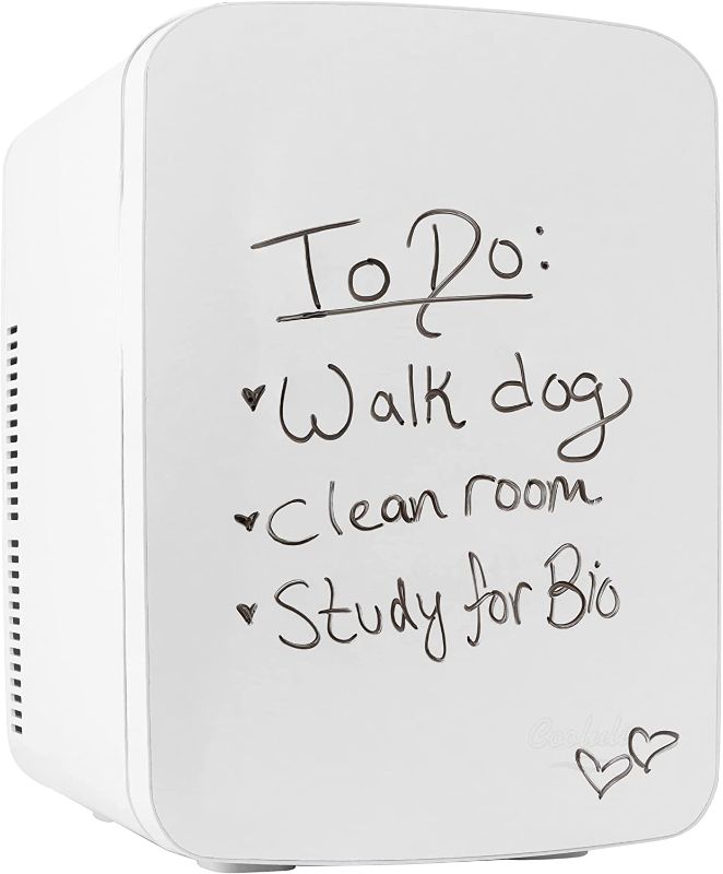 Photo 1 of (NOT FUNCTIONAL)Cooluli Vibe Mini Fridge for Bedroom - With Cool Front Magnetic Whiteboard - 15L Portable Small Refrigerator for Travel, Car & Office Desk - Plug In Cooler & Warmer for Food, Drinks & Skincare (White)
