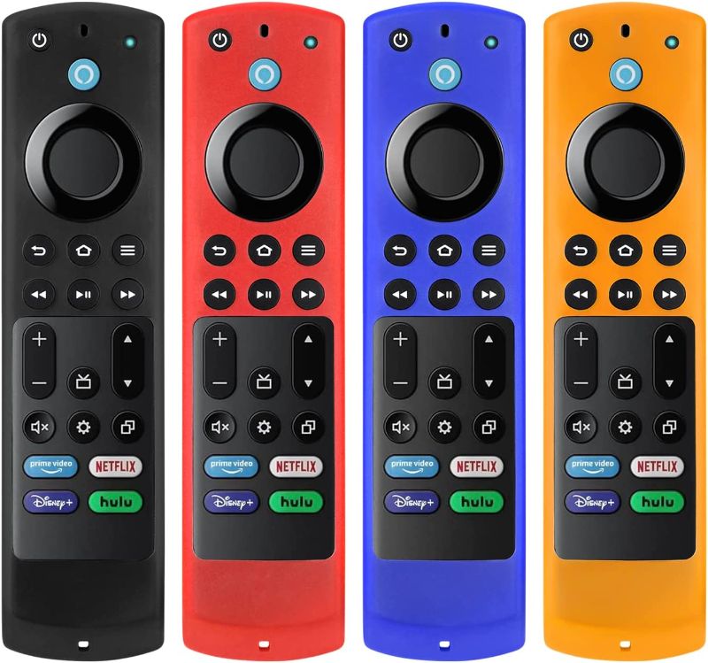 Photo 1 of 4 Pack Silicone Cover for Alexa Voice Remote for FireTV 4-Series/FireTV Omni Series/Toshiba FireTV/Insignia FireTV - KTMEWAS Shockproof Protective Silicone Case Cover-Black Red Dark Blue Orange