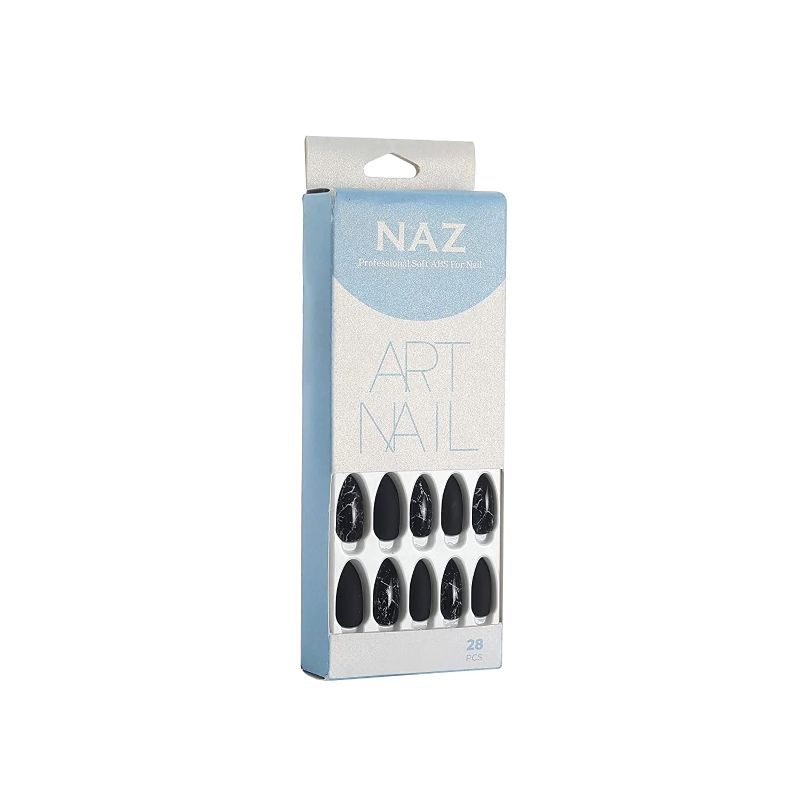 Photo 1 of Naz Press on Nails, 24 Pcs Art & Sticker Nails Sets, Artificial Coffin Nails Tip For Women, Full Cover Fake nails (Black)
