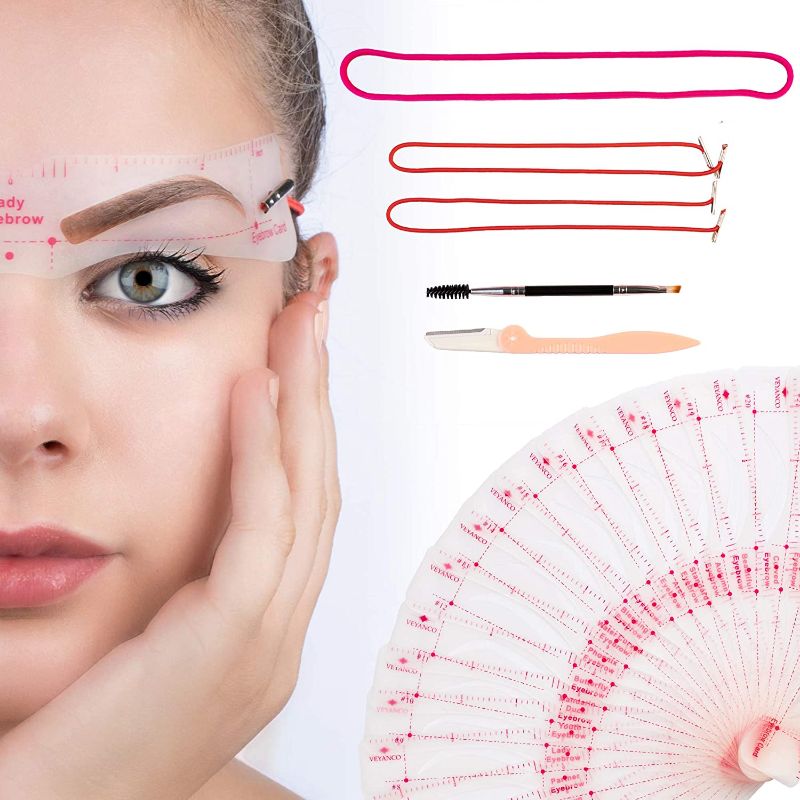 Photo 1 of Eyebrow Stencil Reusable Shaper Kit - 24 Styles Eyebrow Template With Strap, 3 Minute Makeup Tool for Women, Eyebrows Stencils Kit for Beginner and Professional
