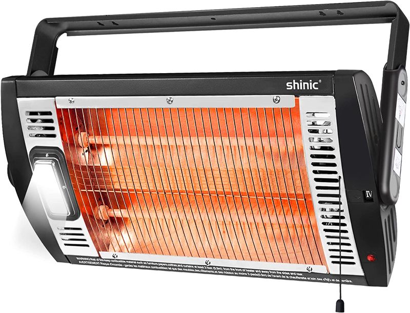 Photo 1 of Shinic Electric Garage Heaters for Indoor Use, 1500W/750W Ceiling Mounted Radiant Quartz Heater with Work Light, 90° Rotation, 5 Mode Settings, Electric Heater for Garage, Shop, Patio Large Room
