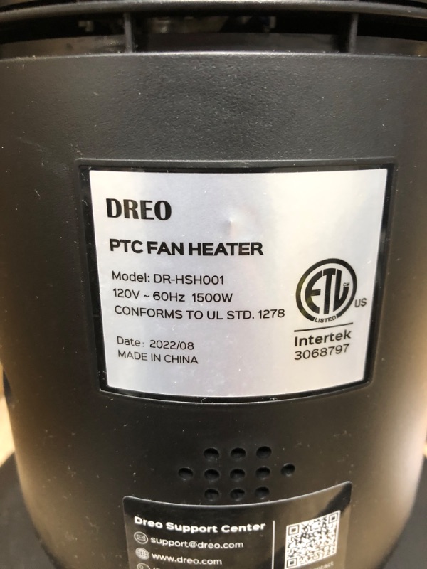 Photo 3 of *** USED *** **** TESTED POWERED ON **** 
Dreo 24" Space Heater, 10ft/s Fast Quiet Heating Portable Electric Heater with Remote, 3 Modes, Overheating & Tip-Over Protection, Oscillating Ceramic Heater for Bedroom, Office, and Indoor Use, Black