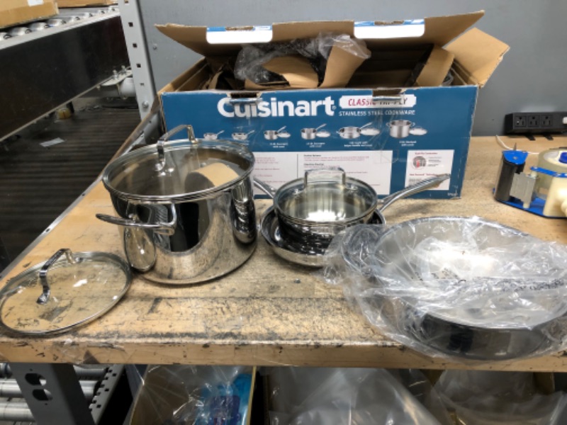 Photo 2 of *INCOMPLETE* Cuisinart TPS-10 Professional Performance Tri-Ply 10-Piece Classic Cookware Set, Heat Surround Technology, Drip Free Pouring with Cool Grip Handles, Stainless Steel 10-PC Set Cookware Set
