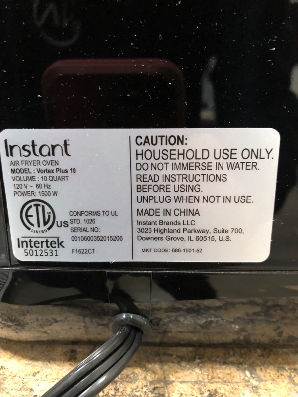 Photo 3 of *** NEW *** **** SHIPPING DAMAGE TO DOOR ****
Instant Vortex Plus 10-Quart Air Fryer, From the Makers of Instant Pot, 7-in-10 Functions, with EvenCrisp Technology, App with over 100 Recipes, Stainless Steel 10QT Vortex Plus