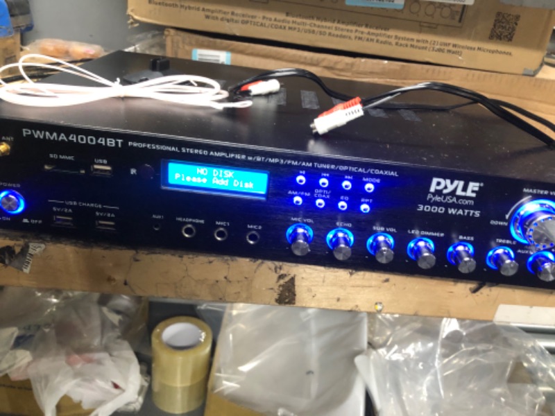 Photo 2 of Pyle PWMA4004BT Powerful 3000 Watt 4 Channel Bluetooth Hybrid Amplifier Receiver with 2 Battery Powered Handheld Microphones and Remote Control