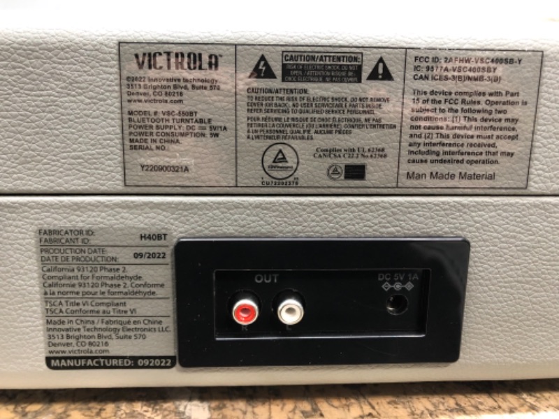 Photo 1 of Victrola Vintage 3-Speed Bluetooth Portable Suitcase Record Player with Built-in Speakers | Upgraded Turntable Audio Sound| Includes Extra Stylus | NWG, Model Number: VSC-550BT-NWG Grey Record Player