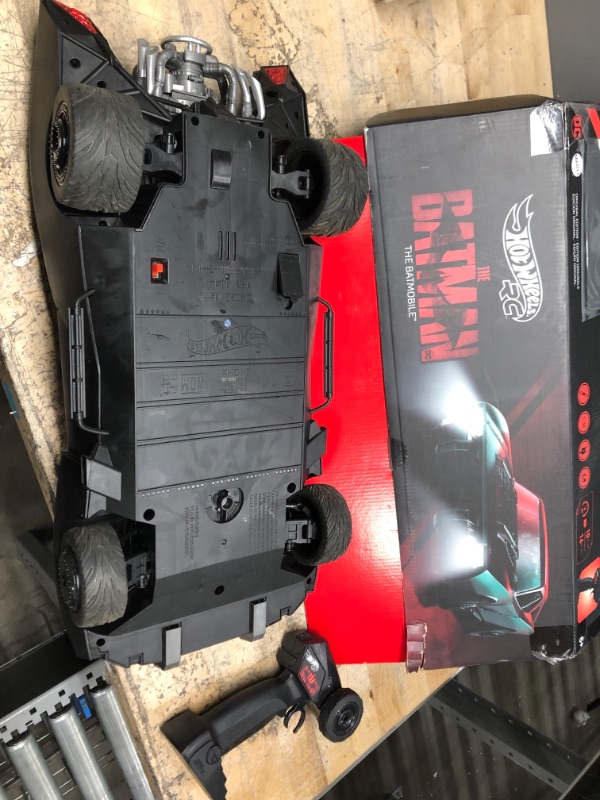 Photo 2 of INCOMPLETE Hot Wheels RC The Batman Batmobile, Remote-Controlled 1:10 Scale Toy Vehicle from The Movie, USB Rechargeable Controller, 
**MISSING CHARGER, NOT CHARGED**