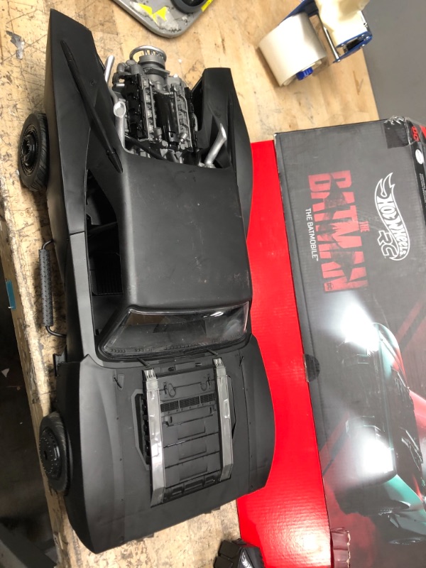 Photo 3 of INCOMPLETE Hot Wheels RC The Batman Batmobile, Remote-Controlled 1:10 Scale Toy Vehicle from The Movie, USB Rechargeable Controller, 
**MISSING CHARGER, NOT CHARGED**