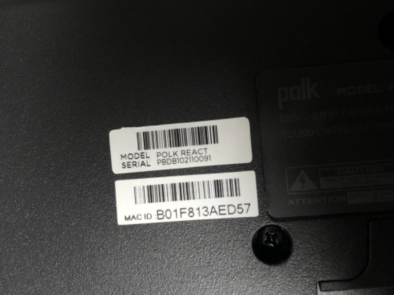 Photo 4 of NOT FUNCTIONSAL Polk Audio React Sound Bar, Dolby & DTS Virtual Surround Sound, Next Gen Alexa Voice Engine with Calling & Messaging Built-in, Expandable to 5.1 with Matching React Subwoofer & SR2 Surround Speakers Soundbar
**DID NOT POWER ON**