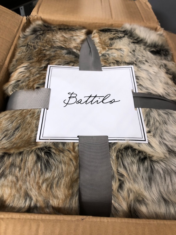 Photo 2 of BATTILO HOME Brown Faux Fur Throw Blanket for Bed, Large Fall Fur Blanket Twin Size 60 x 80 Inches Super Soft Fuzzy Thick Warm Fur Throw Blankets for Couch, Reversible to Plush Velvet Brown 60"x80"