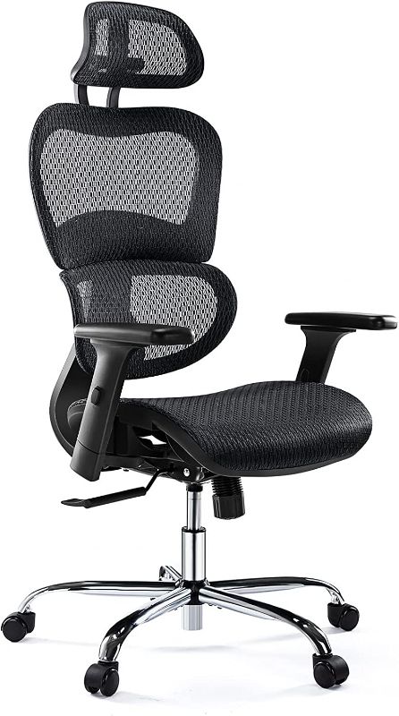Photo 1 of ergonomic office chair high back mesh chair computer desl chair with lumbar support and 3d adjustable headrest and arm rest for home office