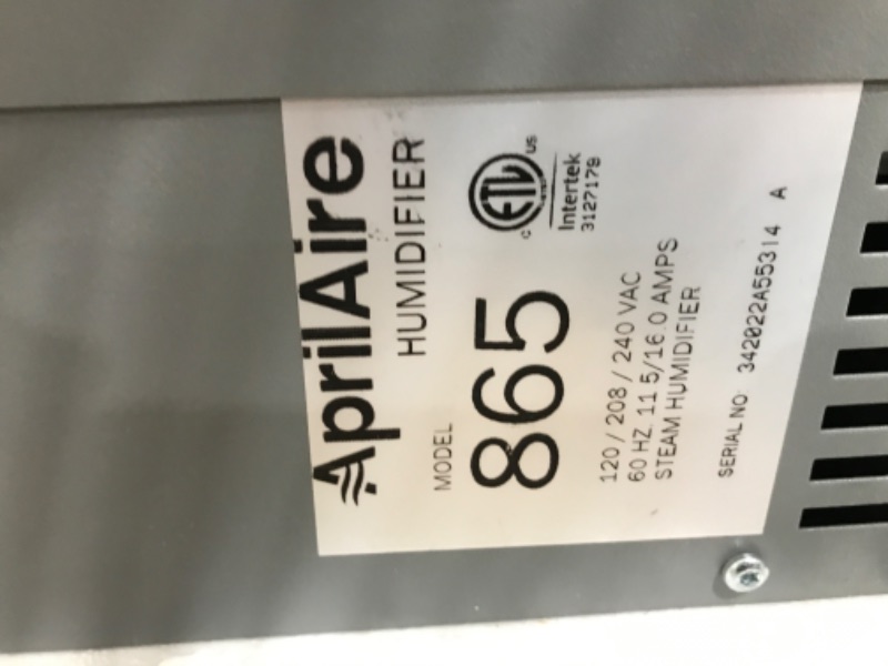 Photo 3 of ***PARTS ONLY*** AprilAire 865 Whole Home Steam Humidifier, Manual Steam Humidifier with Wall Mount Fan, Whole House Humidifier for Homes without HVAC Duct System up to 10,300 Sq. Ft., White 3400-10300 sq. ft. No Air Ducts Required - Fan Powered