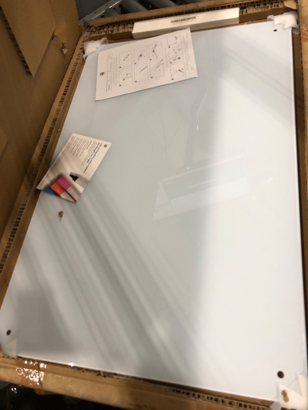 Photo 2 of U Brands Floating Glass Dry Erase Board, 23 x 35 Inches, White Frosted Non-Magnetic Surface, Frameless (2777U00-01) 23" x 35"