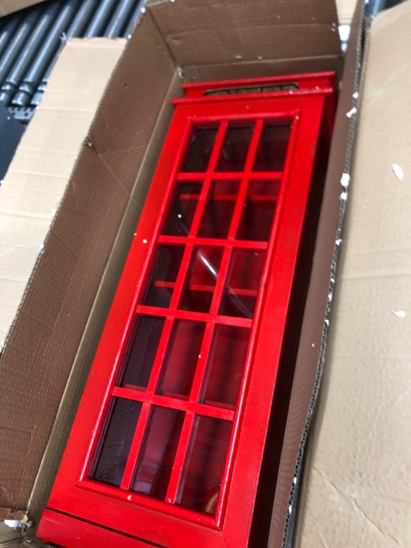 Photo 2 of Deco 79 Wood Telephone Booth Storage Unit, 11" x 9" x 30", Red