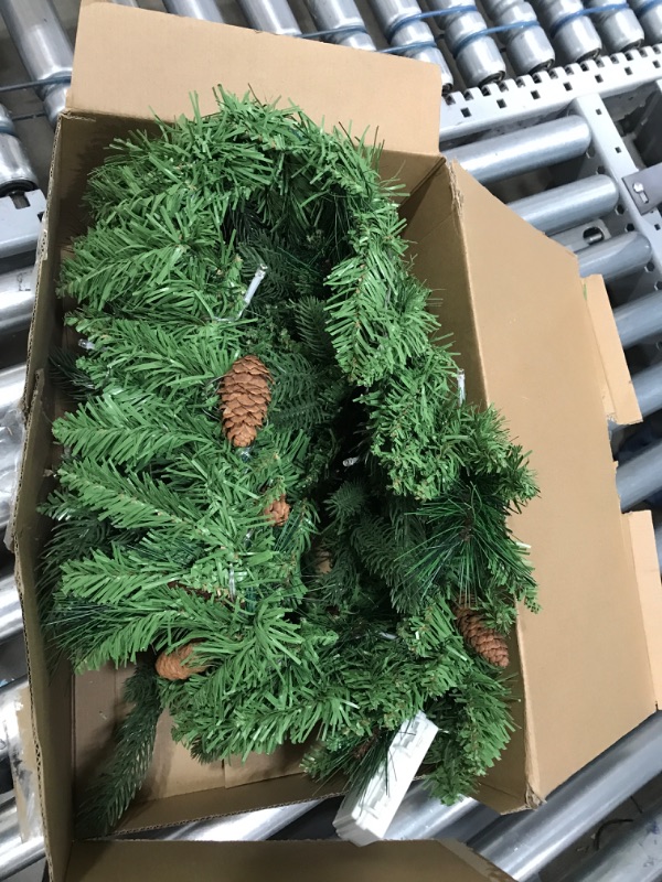 Photo 1 of 6 Foot Artificial Balsam Pine Christmas Garland with 120 Tips and 36 LED Lights - Battery Operated with Timer
