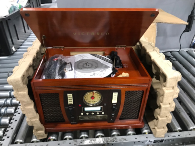Photo 1 of Victrola Aviator 8-in-1 Bluetooth Record Player & Multimedia Center with Built-in Stereo Speakers - 3-Speed Turntable, Vinyl to MP3 Recording, Wireless Music Streaming, Mahogany Espresso