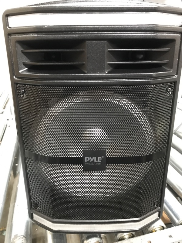 Photo 3 of Portable Bluetooth PA Speaker System - 600W Bluetooth Speaker Portable PA System W/ Rechargeable Battery 1/4" Microphone In, Party Lights, MP3/USB SD Card Reader, Rolling Wheels - Pyle PPHP1044B