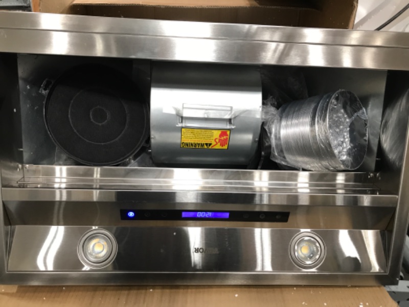 Photo 2 of VEVOR Insert Range Hood, 900CFM 4-Speed, 30 Inch Stainless Steel Built-in Kitchen Vent with Touch & Remote Control LED Lights Baffle Filters, Ducted/Ductless Convertible, ETL Listed 4-Speed Touch & Remote Control 30 Inch/900 CFM