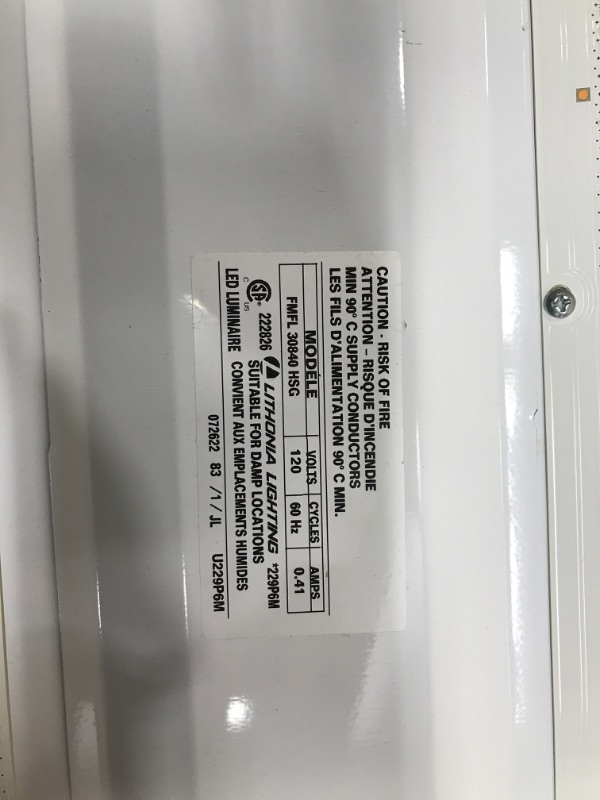 Photo 2 of *Major Damage- See Photos* Lithonia Lighting FMFL 30840 CAML OA 4-Foot LED Cambridge Linear Flush Mount, 2800 Lumens, 120 Volts, 35 Watts, Damp Listed, Oak 4000K | Cool White Cambridge Oak