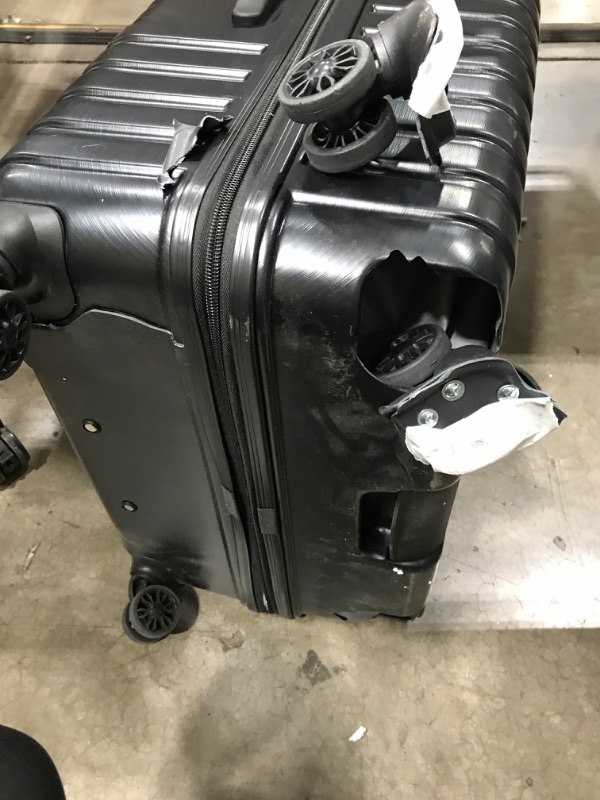 Photo 4 of *Major Damage to Large Suitcase Wheels-See Photos* U.S. Traveler Boren Polycarbonate Hardside Rugged Travel Suitcase Luggage with 8 Spinner Wheels, Aluminum Handle, Navy, 2-Piece Set, USB Port in Carry-On 2-Piece Set, USB Port in Carry-On Navy