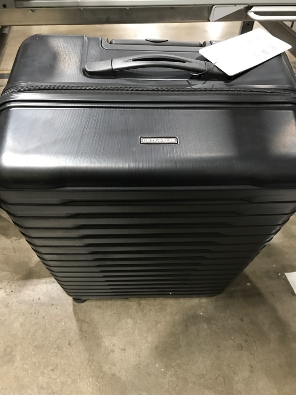 Photo 2 of *Major Damage to Large Suitcase Wheels-See Photos* U.S. Traveler Boren Polycarbonate Hardside Rugged Travel Suitcase Luggage with 8 Spinner Wheels, Aluminum Handle, Navy, 2-Piece Set, USB Port in Carry-On 2-Piece Set, USB Port in Carry-On Navy