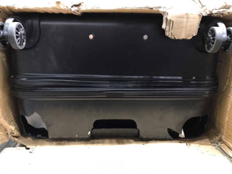 Photo 5 of *Major Damage to Large Suitcase Wheels-See Photos* U.S. Traveler Boren Polycarbonate Hardside Rugged Travel Suitcase Luggage with 8 Spinner Wheels, Aluminum Handle, Navy, 2-Piece Set, USB Port in Carry-On 2-Piece Set, USB Port in Carry-On Navy