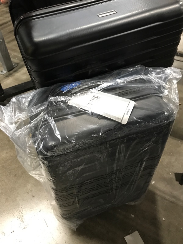 Photo 3 of *Major Damage to Large Suitcase Wheels-See Photos* U.S. Traveler Boren Polycarbonate Hardside Rugged Travel Suitcase Luggage with 8 Spinner Wheels, Aluminum Handle, Navy, 2-Piece Set, USB Port in Carry-On 2-Piece Set, USB Port in Carry-On Navy