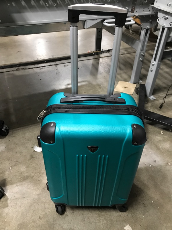 Photo 2 of *Handle Does Not Go Down/Stuck-See Photos* Travelers Club Chicago Hardside Expandable Spinner Luggage, Teal, 20" Carry-On Teal 20" Carry-On