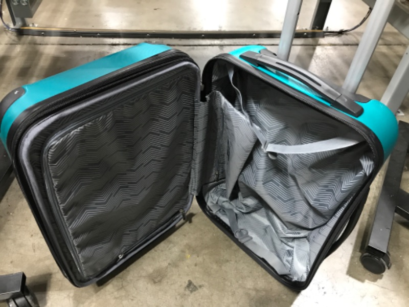 Photo 3 of *Handle Does Not Go Down/Stuck-See Photos* Travelers Club Chicago Hardside Expandable Spinner Luggage, Teal, 20" Carry-On Teal 20" Carry-On