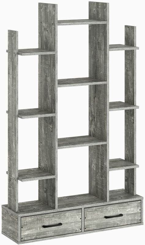 Photo 1 of Rolanstar Bookshelf with 2 Wooden Drawers, Rustic Wood Bookshelves, Free Standing Book Shelf Industrial Shelf Free Standing Storage Shelf for Bedroom