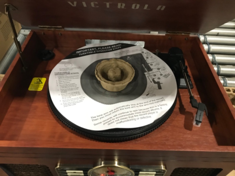 Photo 1 of Victrola Nostalgic 6-in-1 Bluetooth Record Player & Multimedia Center with Built-in Speakers - 3-Speed Turntable, CD & Cassette Player, FM Radio | Wireless Music Streaming | Mahogany Mahogany Entertainment Center
