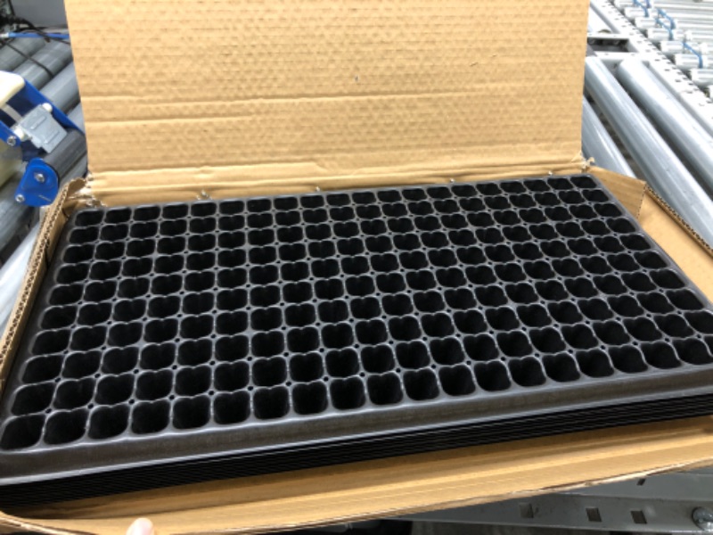 Photo 2 of 200 Cell, 10pcs-Pack Thick Durable Flats Vegetable Fruit Seeds Seedling Plastic Plug Farmer Nursery Trays Roots Propagation 200C