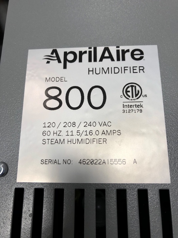 Photo 3 of ***PARTS ONLY*** AprilAire 800 Whole Home Steam Humidifier, Automatic Steam Humidifier, Large Capacity Whole House Humidifier for Homes up to 10,300 Sq. Ft., White 3400-10300 sq. ft. Air Ducts Required