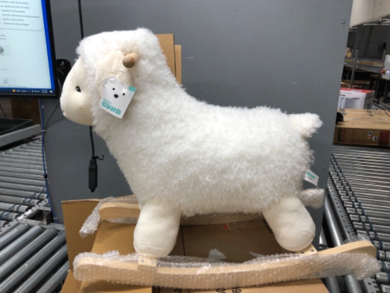 Photo 2 of Baby GUND Lamb Rocker with Wooden Base Plush Stuffed Animal Nursery, Cream, 21.5"