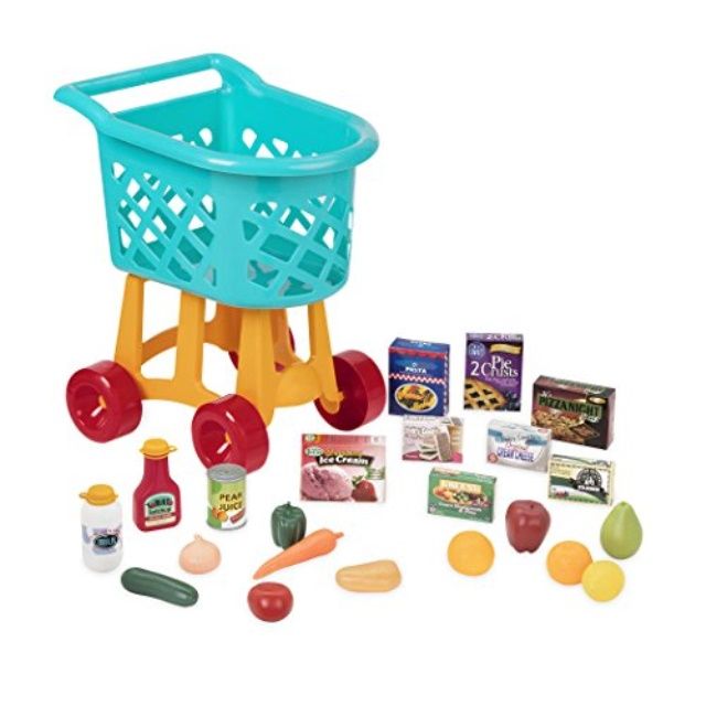 Photo 1 of Battat Grocery Cart â€“ Deluxe Toy Shopping Cart with Pretend Play Food Accessories for Kids 3+ (23-Pieces)