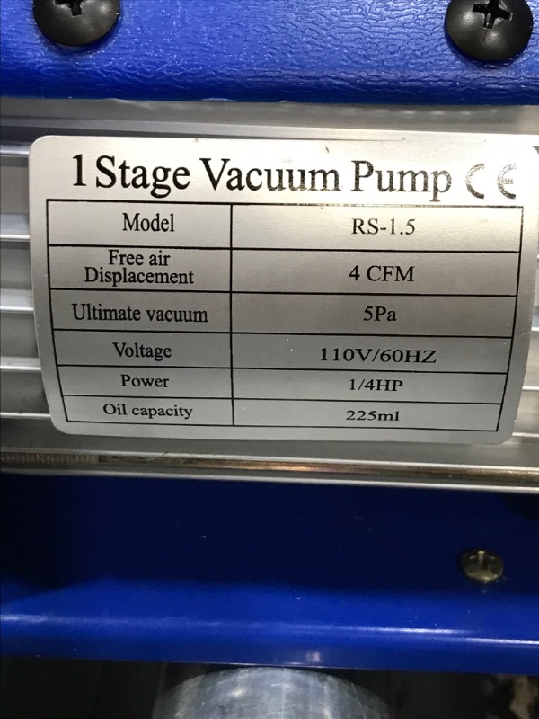 Photo 3 of Bestauto Vacuum Pump 4CFM 1/4HP Air Vacuum Pump HVAC A/C Air Refrigerant Rotary Vane Vacuum Pump Single Stage 1 Valve AC Manifold Gauge Set (4CFM 1-Stage) 4 CFM Vacuum Pump + Manifold Gauge Set