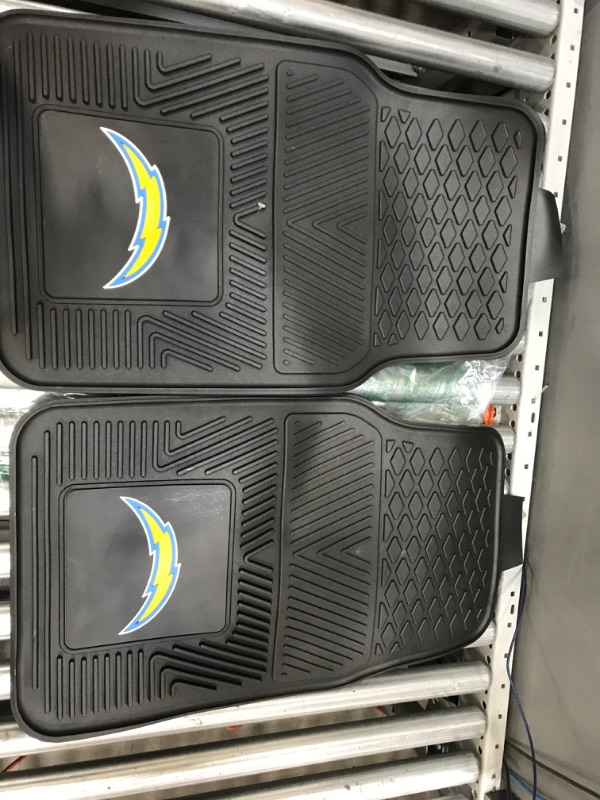 Photo 2 of FANMATS 8933 Los Angeles Chargers 2-Piece Heavy Duty Vinyl Car Mat Set, Front Row Floor Mats, All Weather Protection, Universal Fit, Deep Resevoir Design