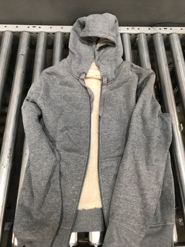 Photo 2 of Amazon Essentials Men's Sherpa-Lined Full-Zip Hooded Fleece Sweatshirt Medium Light Grey Heather