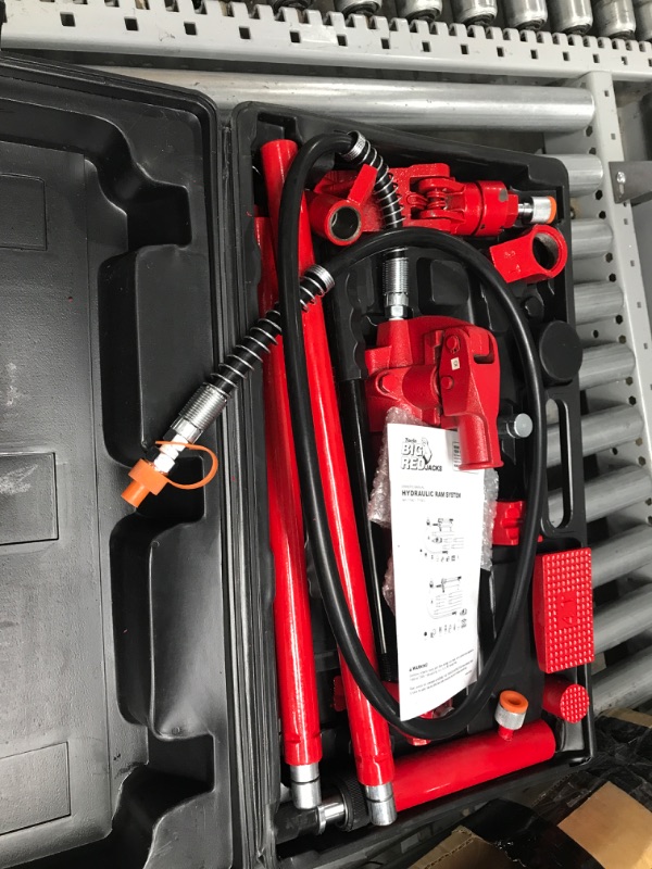 Photo 2 of BIG RED T70401S Torin Portable Hydraulic Ram: Auto Body Frame Repair Kit with Blow Mold Carrying Storage Case, 4 Ton (8,000 lb) Capacity, Red