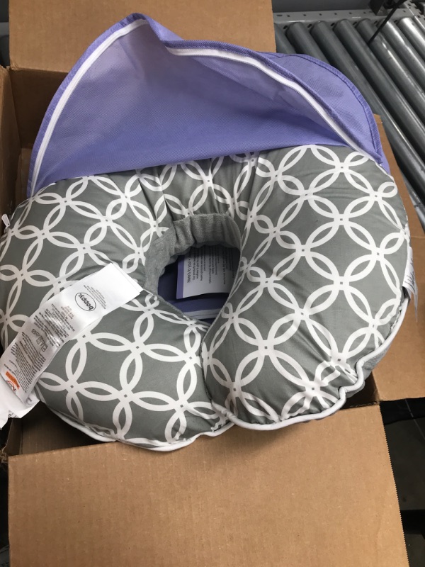 Photo 2 of Boppy Nursing Pillow and Positioner—Original | Gray Cable Stitches | Breastfeeding, Bottle Feeding, Baby Support | With Removable Cotton Blend Cover | Awake-Time Support