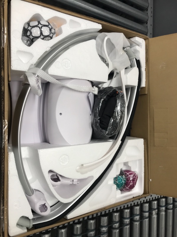 Photo 1 of 4moms mamaRoo 4 Multi-Motion Baby Swing + Safety Strap Fastener, Bluetooth Baby Swing with 5 Unique Motions, Nylon Fabric, Grey