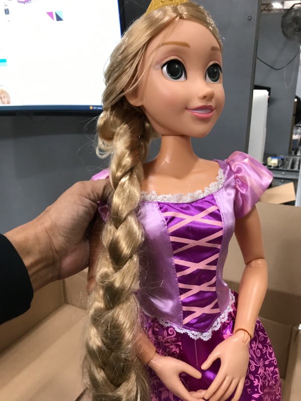 Photo 3 of Disney Princess Rapunzel 32" Playdate, My Size Articulated Doll, Comes with Brush to Comb Her Long Golden Locks, Movie Inspired Purple Dress, Removable Shoes & A Tiara