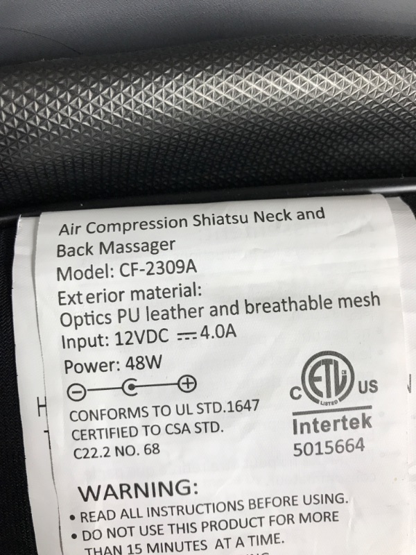 Photo 5 of COMFIER Shiatsu Neck & Back Massager – 2D/3D Kneading Full Back Massager with Heat & Adjustable Compression, Massage Chair Pad for Shoulder Neck and Back Full Body, Gifts for Men Dad Dark Gray