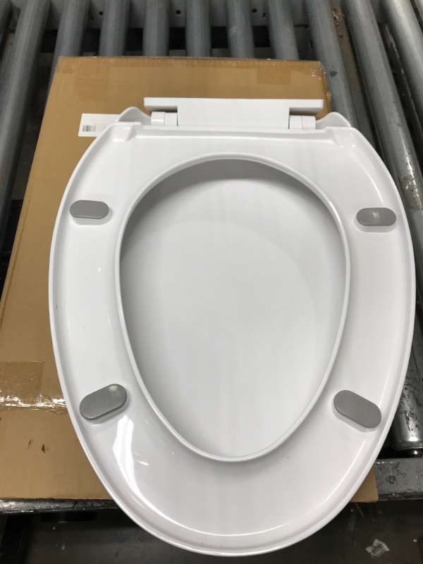 Photo 4 of Elongated Toilet Seat Slow Close - Toilet Seats for Standard Toilets Lid Soft Close Toliet Seat Oblong Oval White Plastic