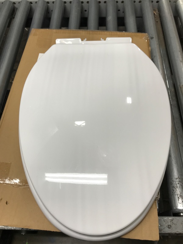 Photo 3 of Elongated Toilet Seat Slow Close - Toilet Seats for Standard Toilets Lid Soft Close Toliet Seat Oblong Oval White Plastic