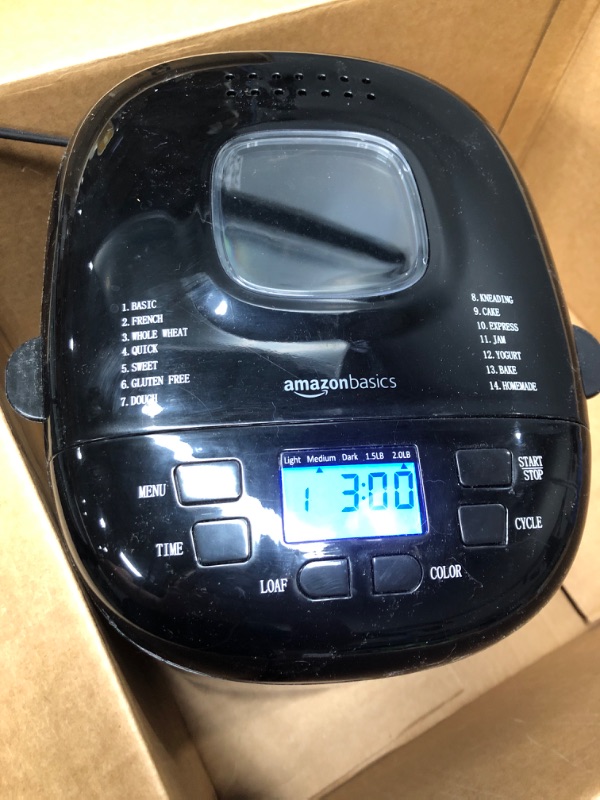 Photo 4 of **USED*** TESTED** Amazon Basics 2 Pound Non-Stick Bread Making Machine, Black