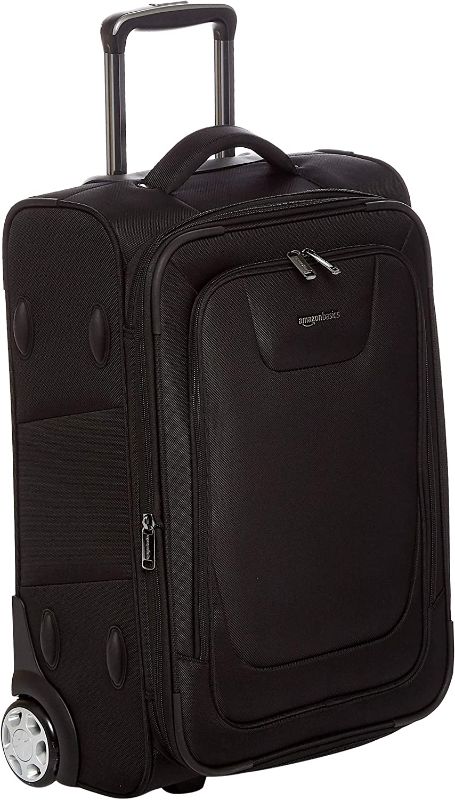 Photo 1 of Amazon Basics Expandable Softside Carry-On Luggage Suitcase With TSA Lock And Wheels - 24 Inch(Including height of wheel and handle), black