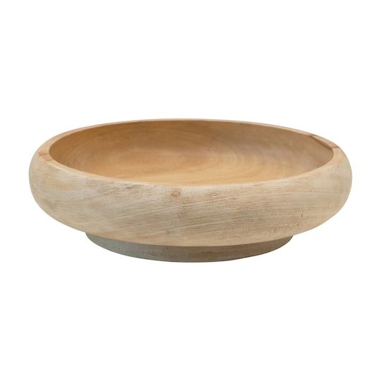 Photo 1 of (PAINTED WHITE; CRACKED) Creative Co-Op Mango Wood, Combed & Bleached Bowl