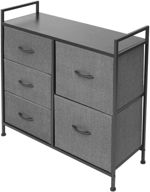 Photo 1 of AZL1 Life Concept Wide Dresser Storage Tower with Sturdy Steel Frame, Wood Top, 5 Drawers of Easy-Pull Fabric Bins, Organizer Unit, Dark Grey 3-5
